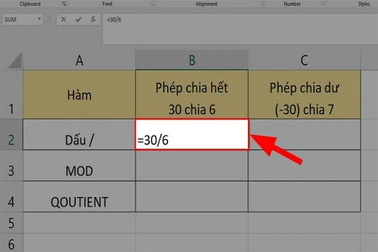 Cách áp dụng hàm chia trong Excel để tính toán dễ dàng