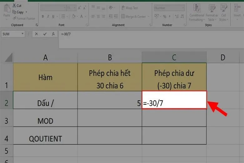 Cách áp dụng hàm chia trong Excel để tính toán dễ dàng