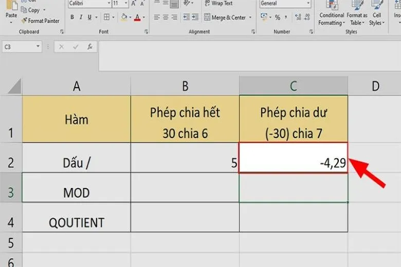 Cách áp dụng hàm chia trong Excel để tính toán dễ dàng