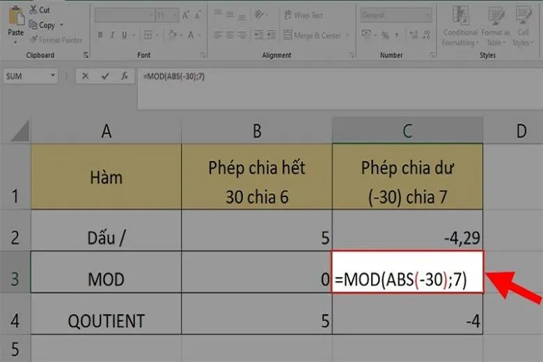 Cách áp dụng hàm chia trong Excel để tính toán dễ dàng