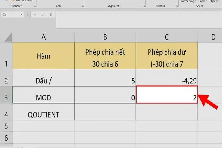 Cách áp dụng hàm chia trong Excel để tính toán dễ dàng