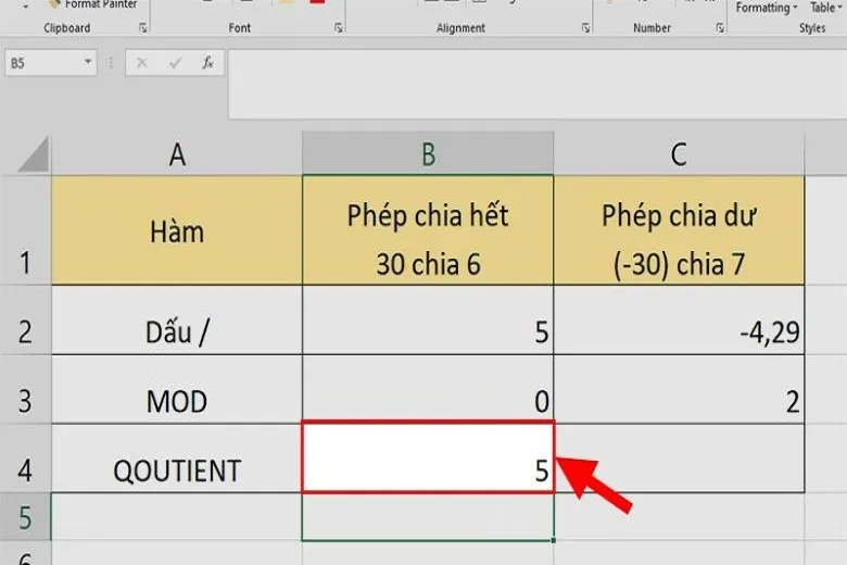 Cách áp dụng hàm chia trong Excel để tính toán dễ dàng