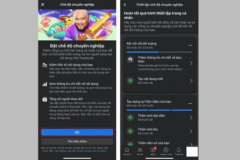 Cách bật chế độ chuyên nghiệp Facebook cho trang cá nhân