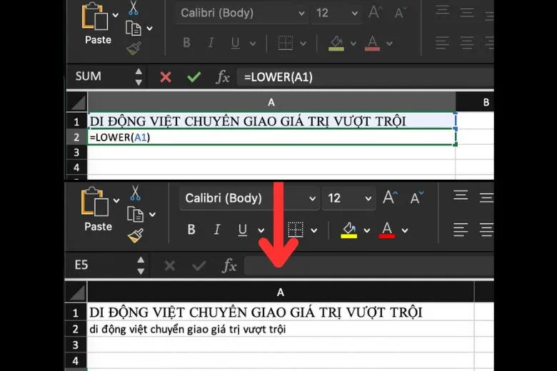 Cách chuyển chữ hoa thành chữ thường trong Excel và ngược lại