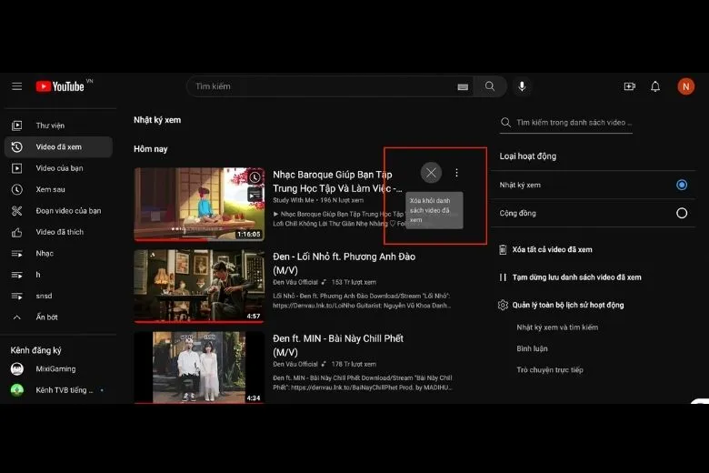 Cách tìm kiếm và xóa danh sách xem của tôi trên Youtube cực đơn giản