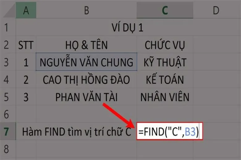 Hàm FIND trong Excel và cách ứng dụng trong công thức