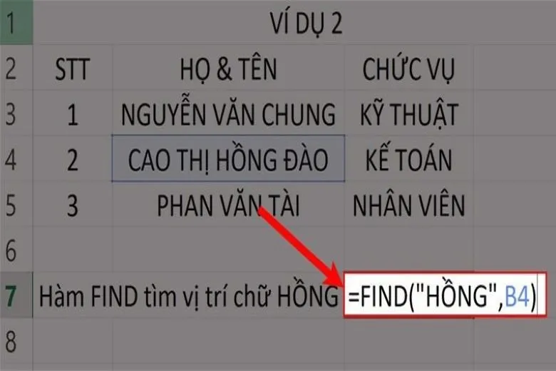 Hàm FIND trong Excel và cách ứng dụng trong công thức