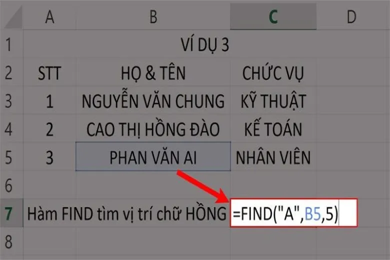 Hàm FIND trong Excel và cách ứng dụng trong công thức