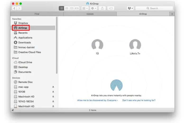 Hướng dẫn 2 cách bật AirDrop trên MacBook đơn giản nhất