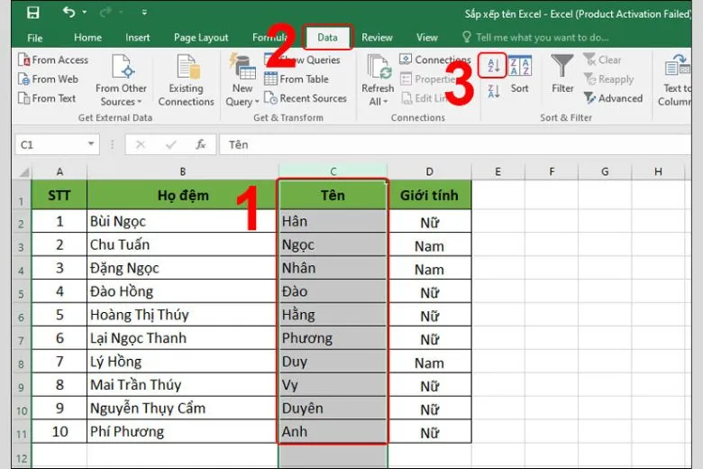 Hướng dẫn 2 cách sắp xếp tên theo thứ tự ABC trong Excel đơn giản khi lập danh sách