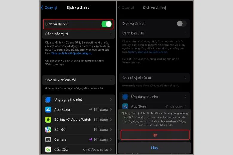 Hướng dẫn bật/tắt định vị iPhone cho ứng dụng dễ dàng