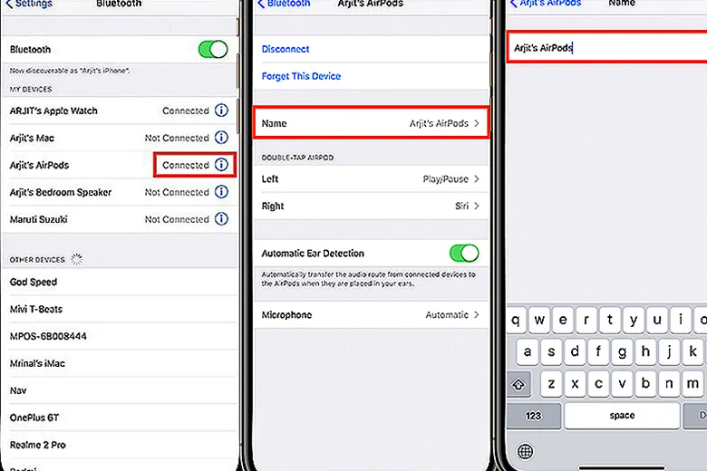 Hướng dẫn cách đổi tên AirPods, AirPods Pro, AirPods Max trên iPhone/iPad, Macbook, Android, PC