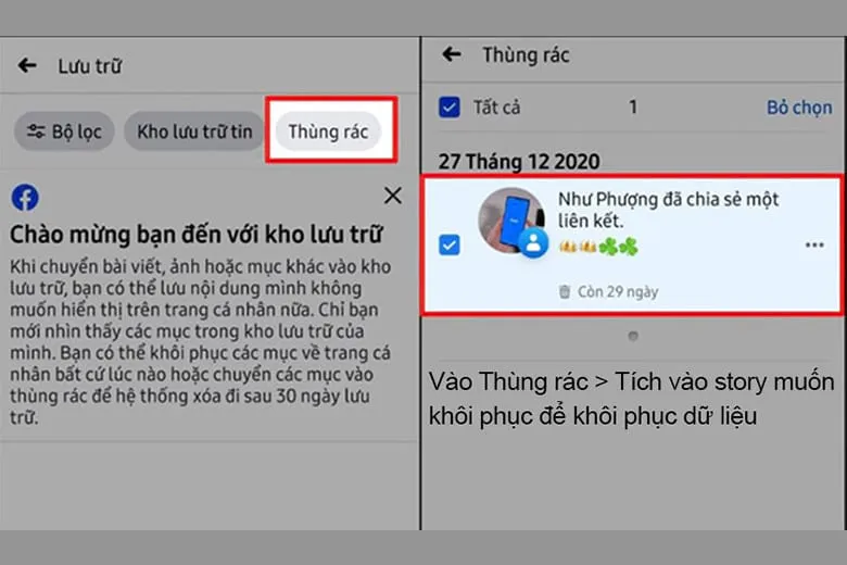 Hướng dẫn cách khôi phục story đã xóa trên Facebook – Instagram trên điện thoại, máy tính