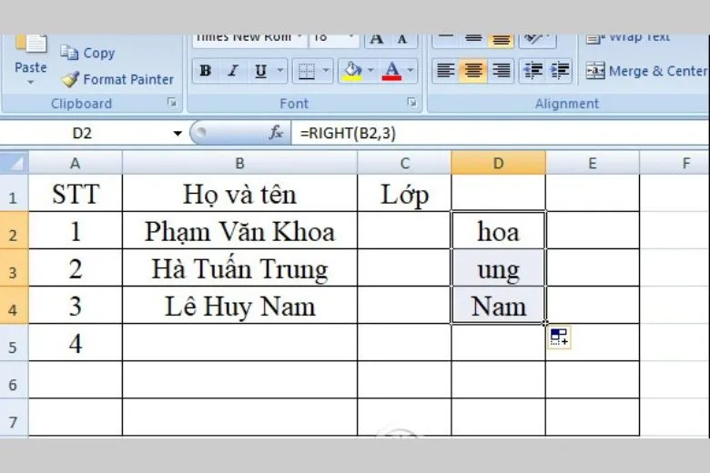 Hướng dẫn cách sử dụng hàm LEFT, RIGHT, MID trong Excel cho người mới