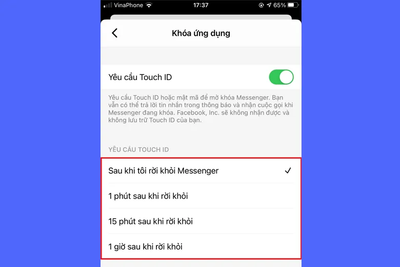 Hướng dẫn khóa Messenger trên iPhone bằng Touch ID hoặc Face ID trong một nốt nhạc