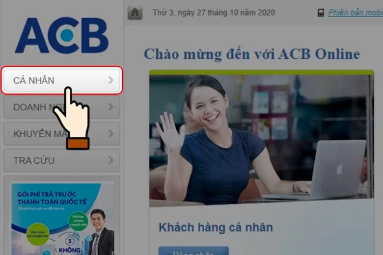 Hướng dẫn lấy lại mật khẩu ACB Online khi quên mật khẩu