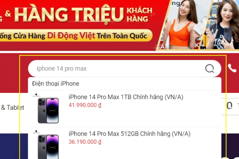Hướng dẫn mua hàng Online tại Di Động Việt