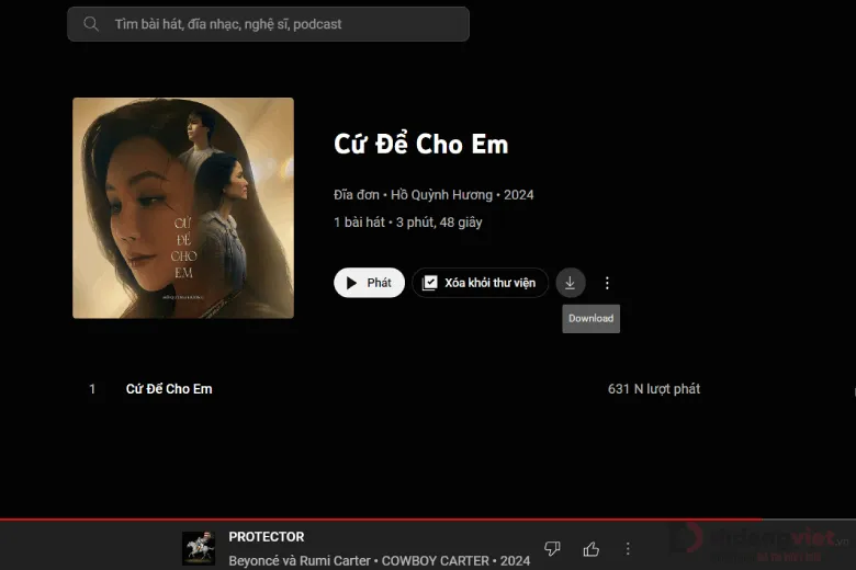 Hướng dẫn tải nhạc Youtube Music trên web