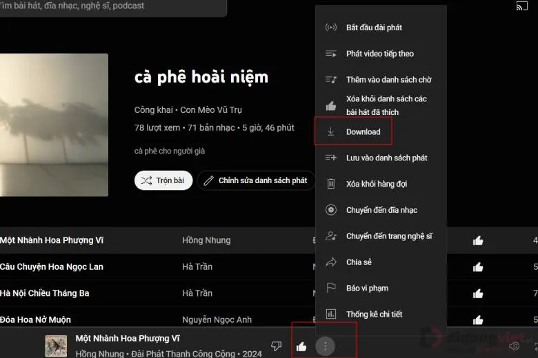 Hướng dẫn tải nhạc Youtube Music trên web