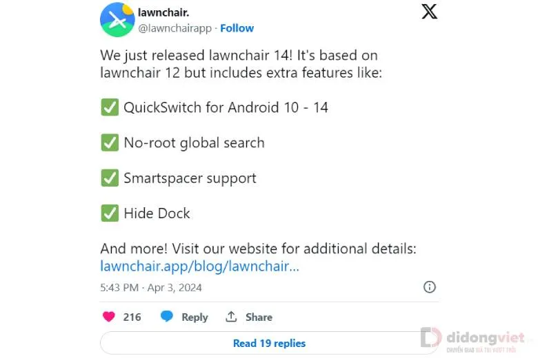 Lawnchair 14 beta ra mắt – Hỗ trợ Android 14 và nhiều tính năng mới