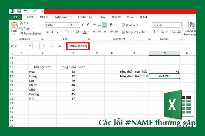 Lỗi #NAME là gì? Hướng dẫn sửa lỗi NAME trong Excel chi tiết