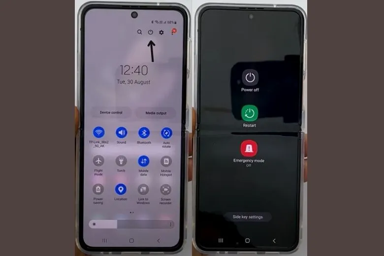 Tham khảo 3 cách tắt nguồn điện thoại gập Samsung Galaxy Z Flip4 nhanh chóng