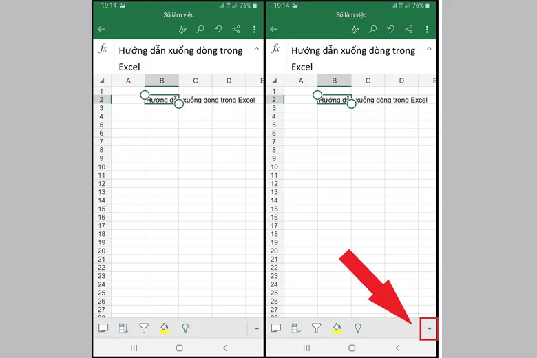 Tổng hợp 7 cách xuống dòng trong Excel, Trang tính thao tác trên Windows, MacBook, Android, iOS